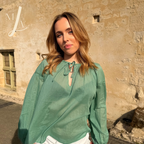 Blouse col V à nouer Elina bleu