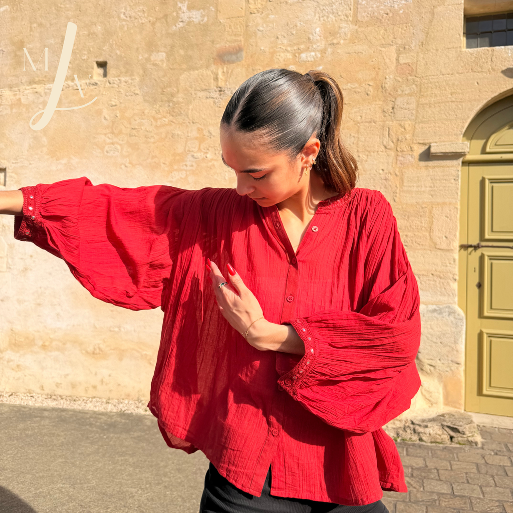 Blouse en voile de coton brodée Mahéna