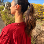 Blouse en voile de coton brodée rouge Mahéna 