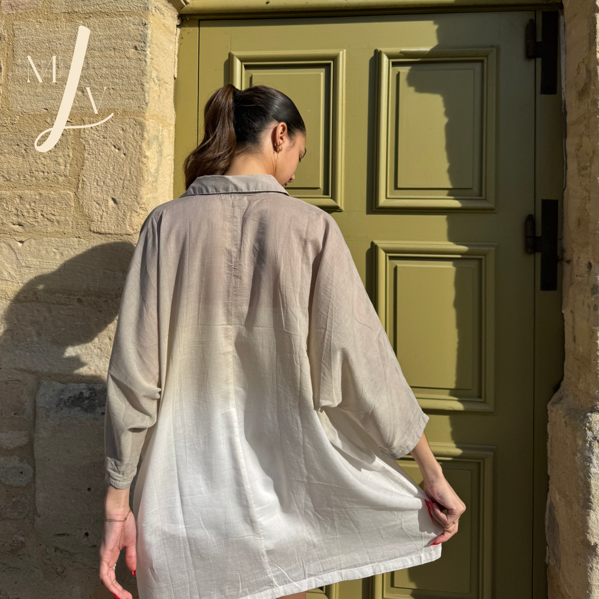 Chemise mi-longue dégradée beige Sicilia Esprit plage