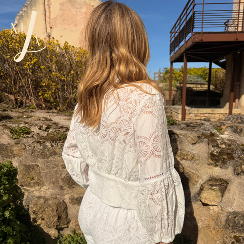 Gilet court femme bohème ajouré Ornella Esprit léger été