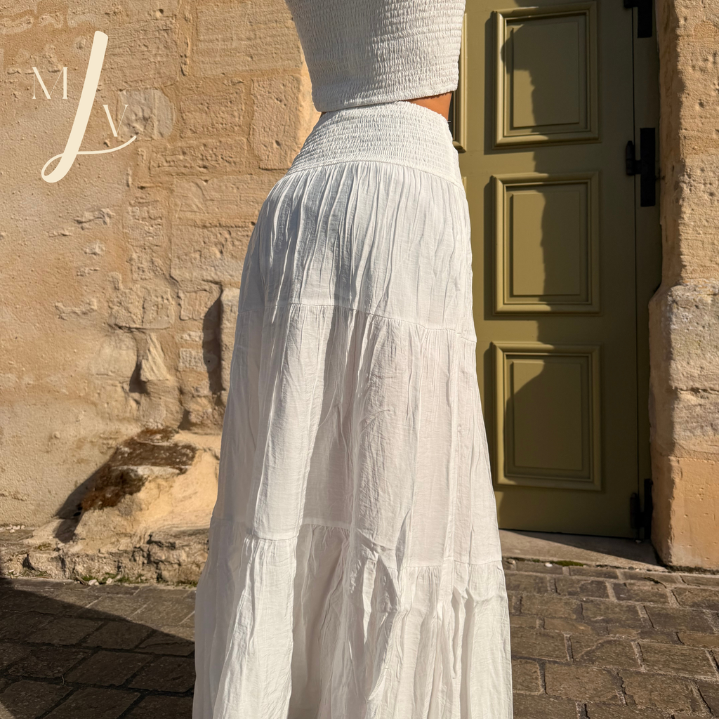 Jupe longue Camelia blanche