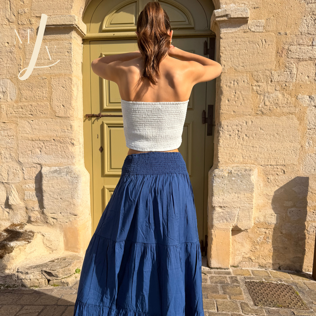 Jupe longue Camelia bleu