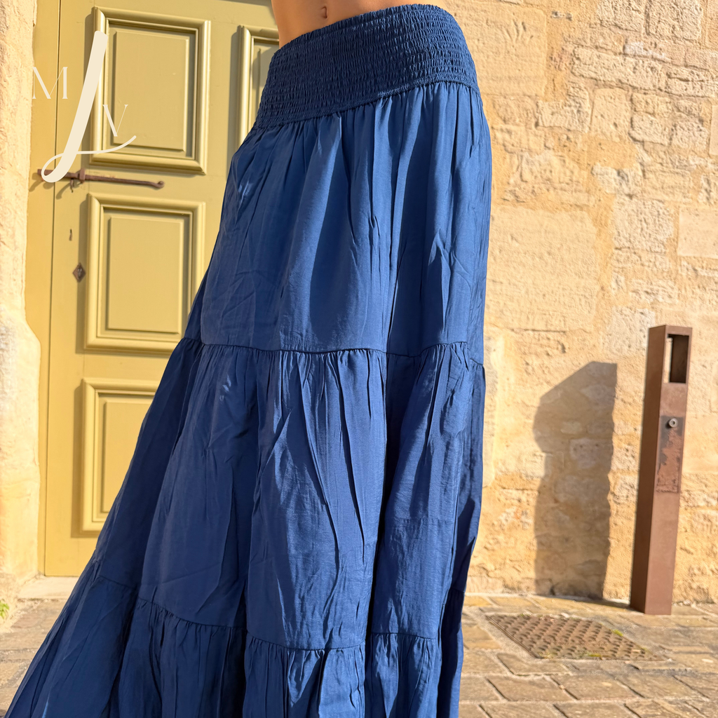 Jupe longue femme Camelia bleu