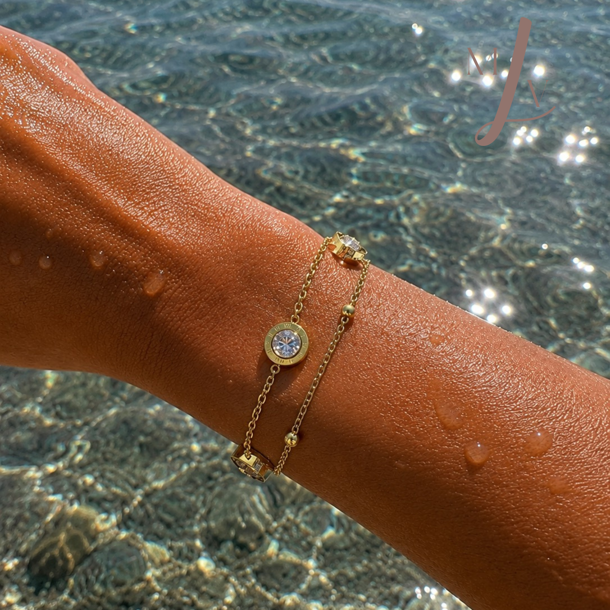 bracelet boussole doré