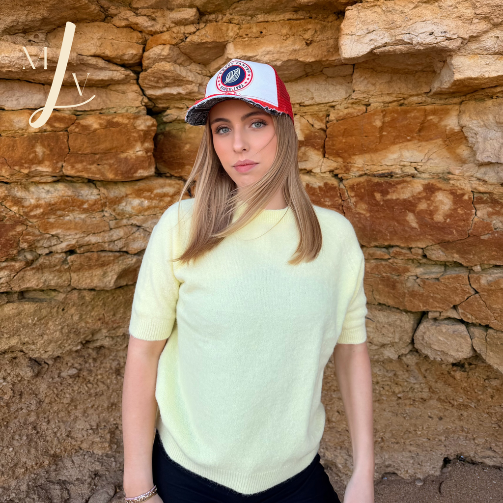 Pull Elia manche courte jaune