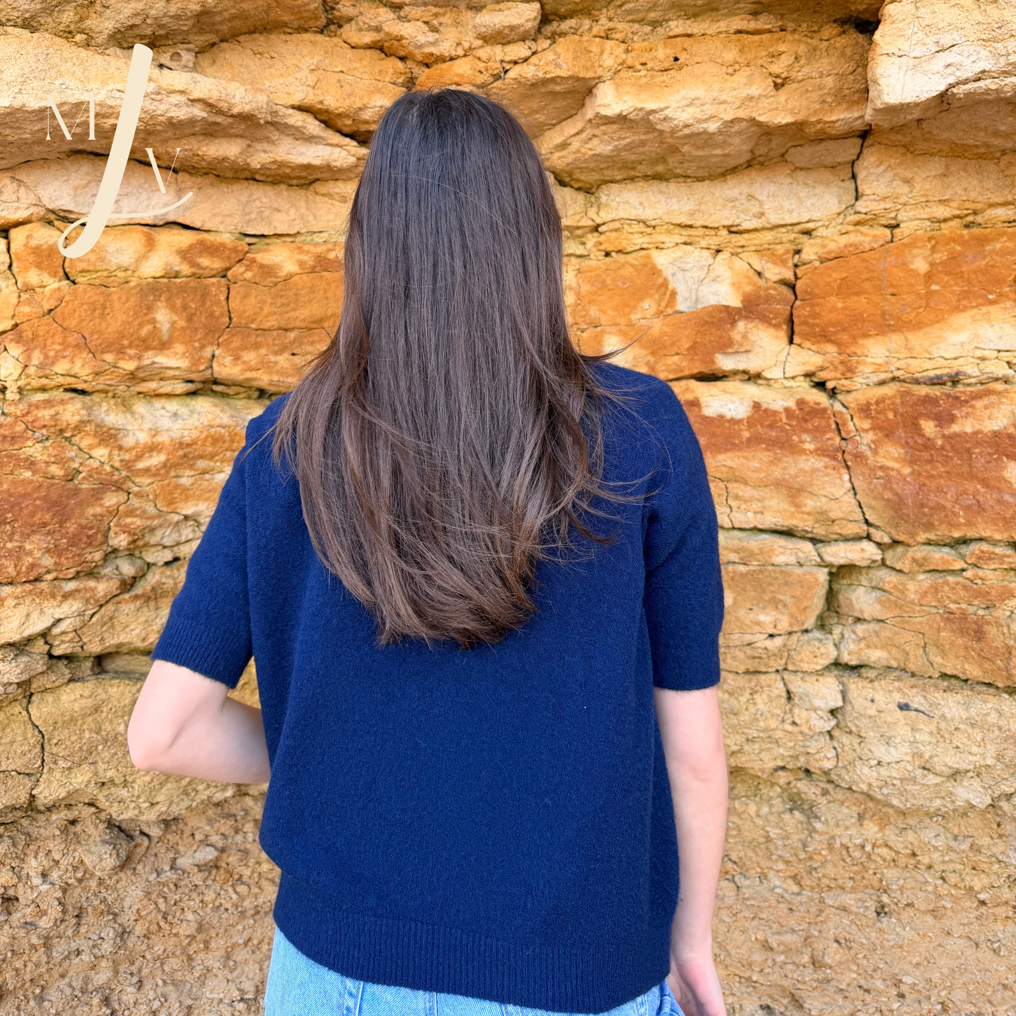 Pull Elia bleu marine manches courtes