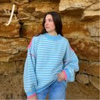 Pull maille Soléa bleu rose beige