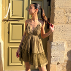 Robe courte dos nu en tulle et coton Olympia Iconique été