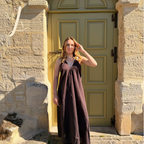 Robe longue dos nu Paola chocolat