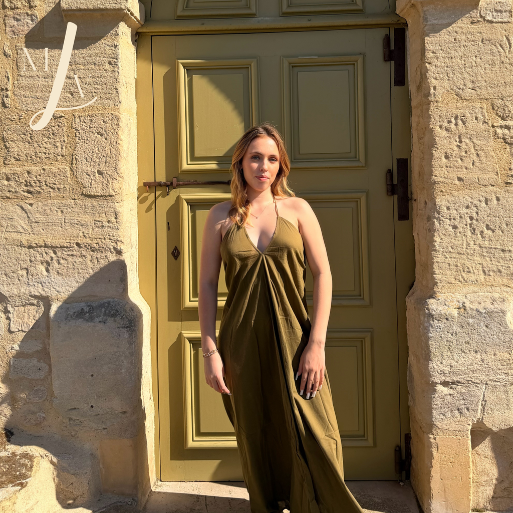 Robe longue dos nu Paola vert